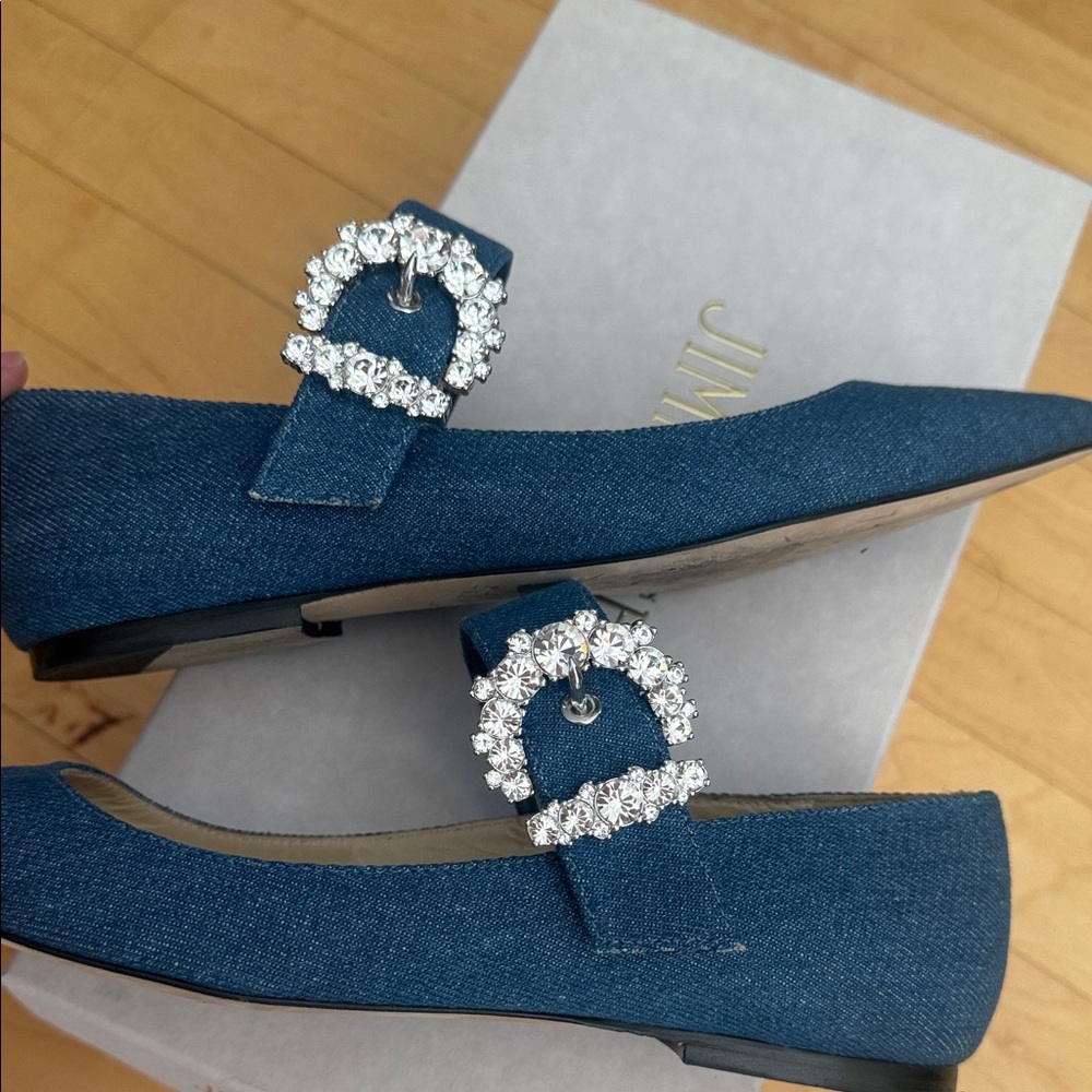 Jimmy Choo Cheri Flat in Denim Blue - Picture 5 of 6